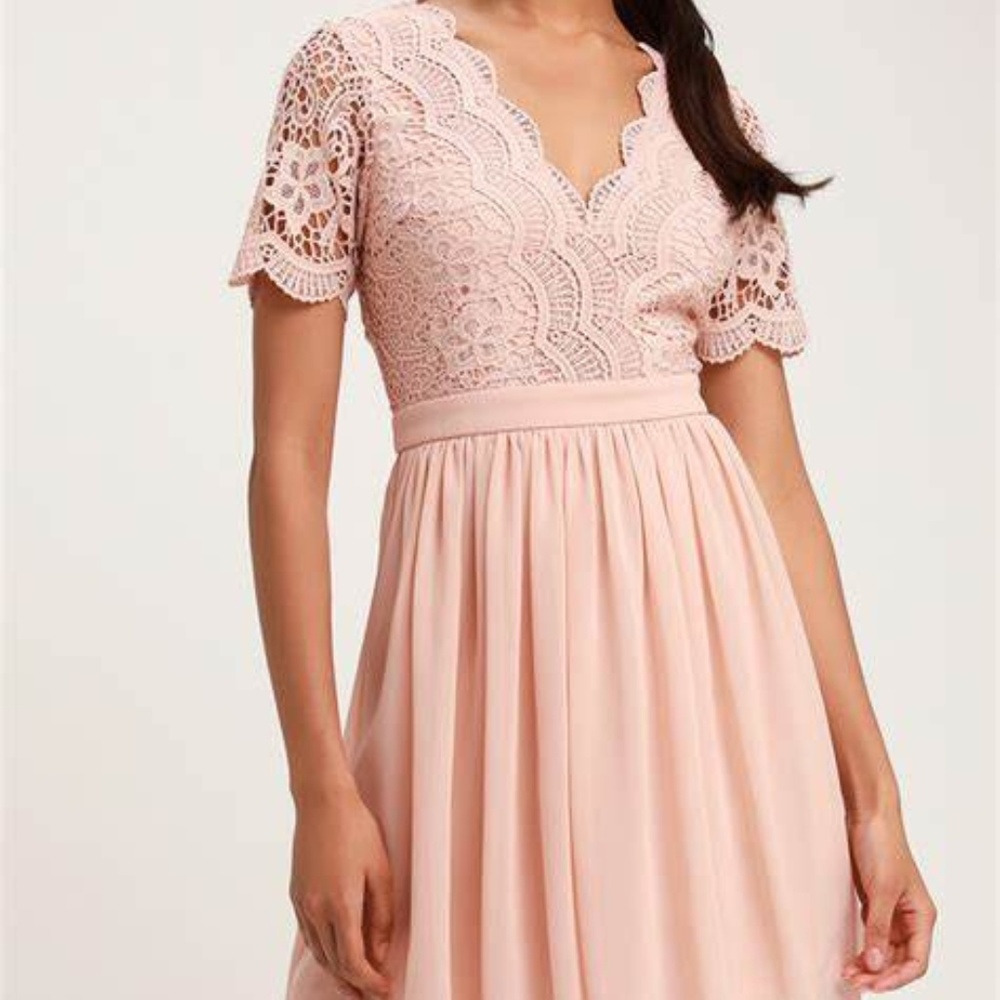 Lulu's Pink Blush Lace Skater Dress